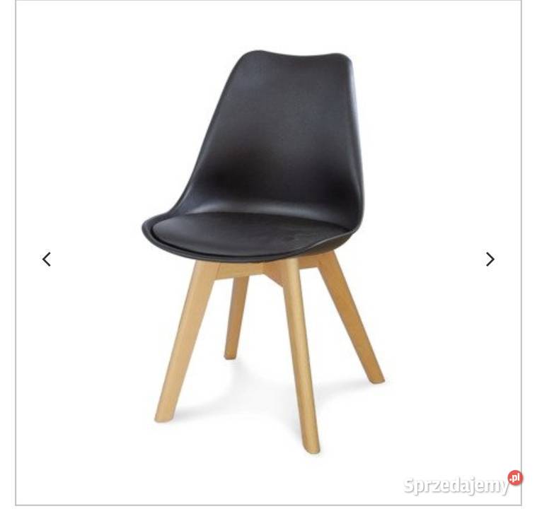 Czarne krzesło z drewnianymi nogami Darmowa dostawa
