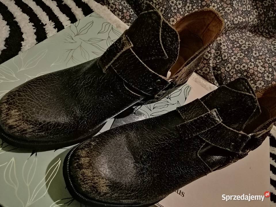BERSHKA niepowtarzalne botki SKÓRZANE półbuty Leszno