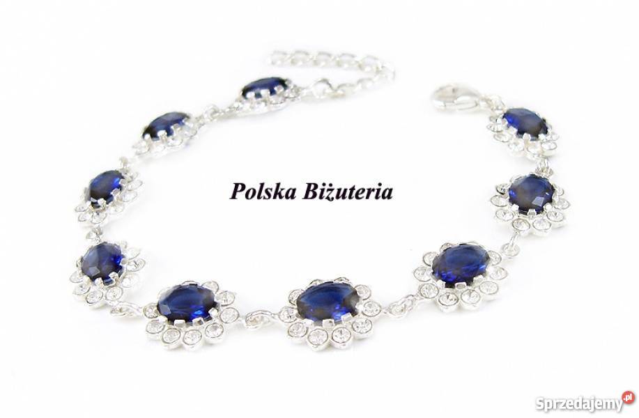 MEGA Srebrny Komplet z Szafirami na Prezent Białystok