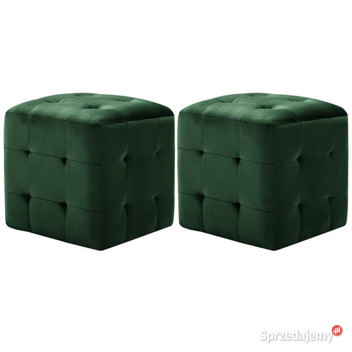 Pufy 2 zielone 30 x 30 x 30 aksamit WM278387 Warszawa