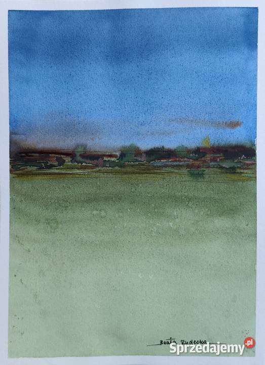 Akwarela Oryginał Pejzaż Abstrakcyjny Nowoczesny opolskie
