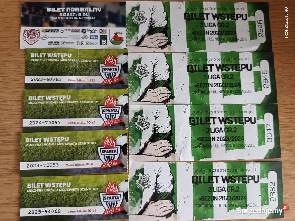 Kolekcjonerskie bilety meczowe piłkarskie Wronki sprzedam