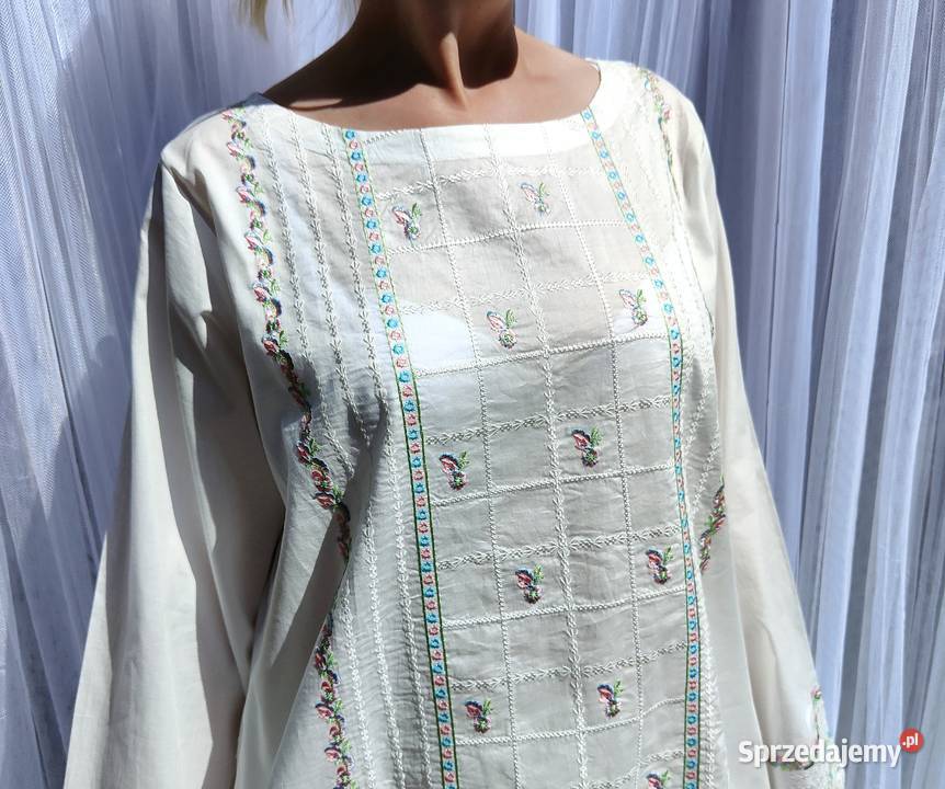 Długa biała tunika orientalna XXL 44 bawełna zachodniopomorskie Szczecin