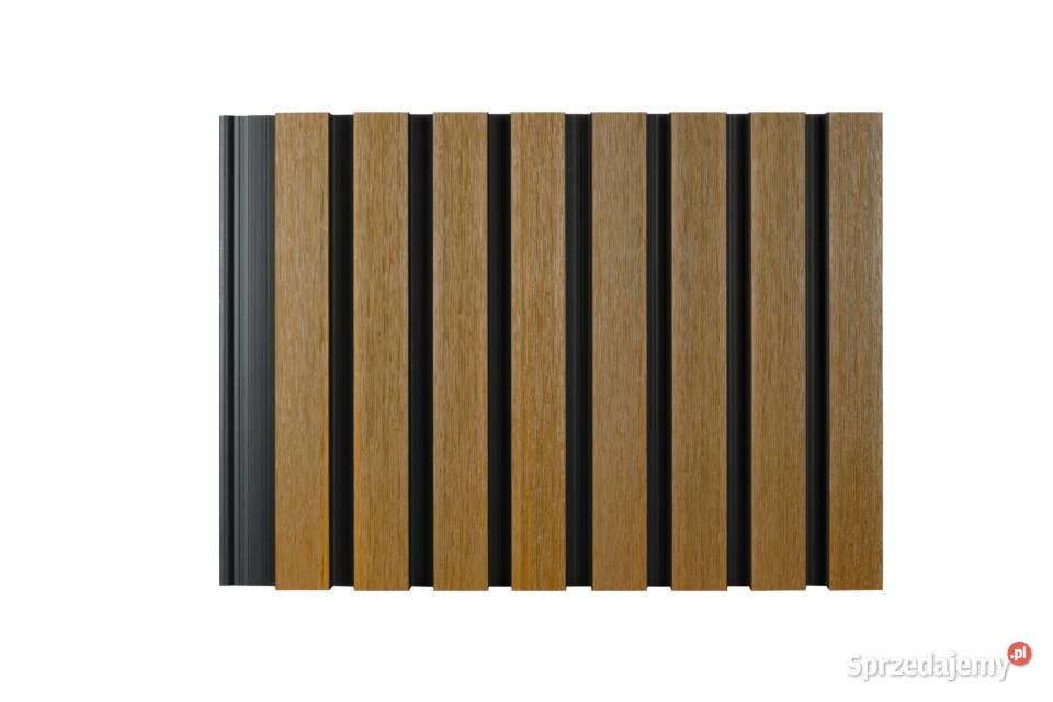 Lamele elewacyjne Premium Teak na czarnym tle