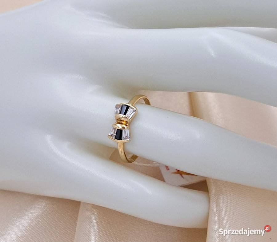Pierścionek r14 Złoty pr585 Kokardka z Szafirami Poznań