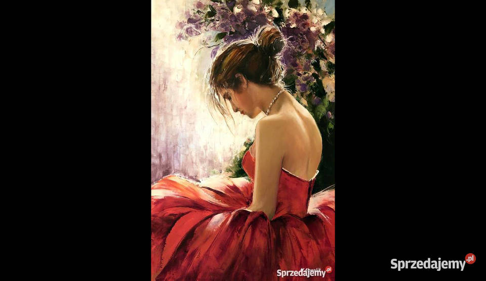 Kowalik Zamyślona dziewczyna obraz olejny 60x40 mazowieckie Warszawa