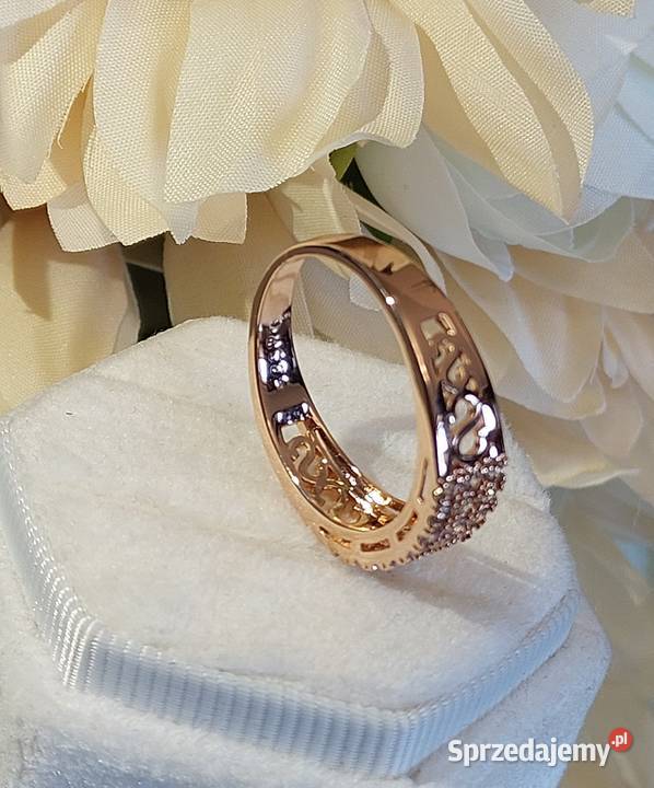 Pierścionek z cyrkoniami Różowe złoto 585 Biżuteria sprzedam