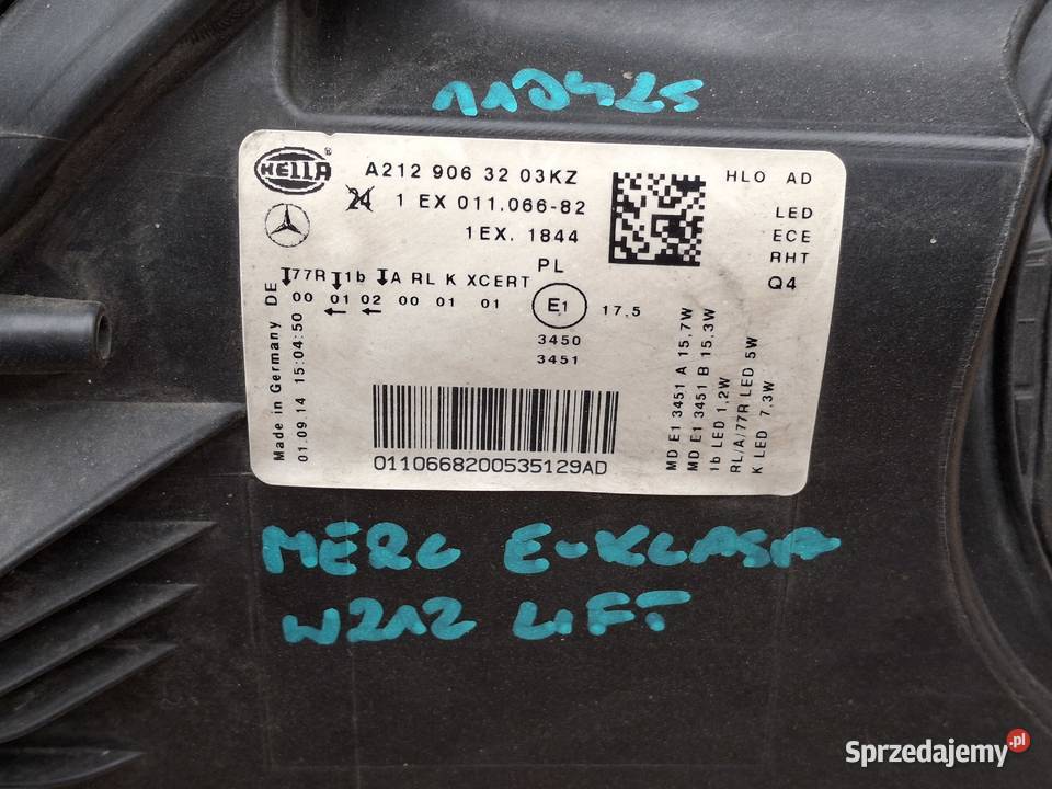 MERCEDES EKLASA W212 LIFT REFLEKTOR PRAWY FULL Bieleń