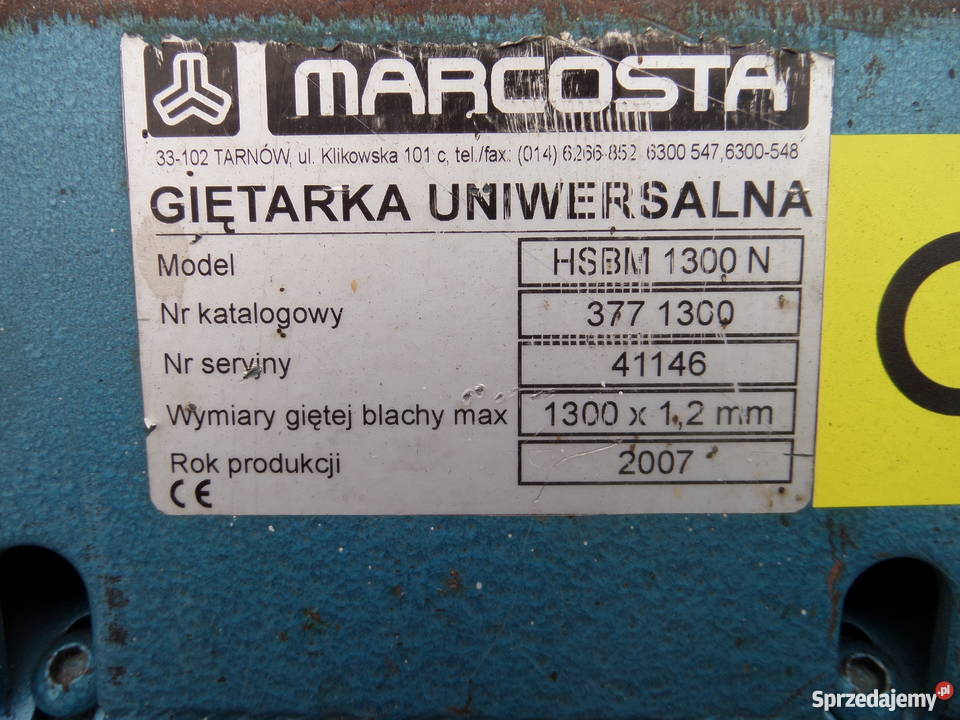 ZAGINARKA giętarka do blachy METALLKRAFT HSBM Ostrów Wielkopolski