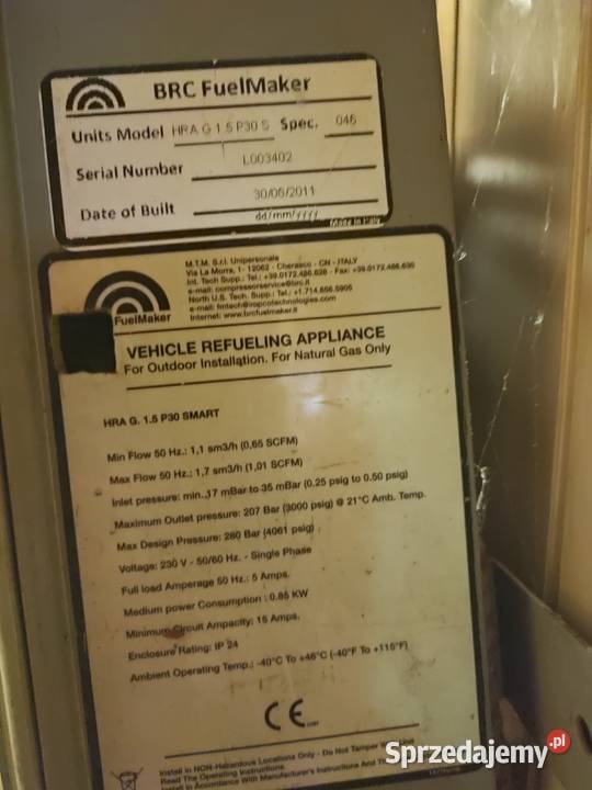 Sprężarka gazu ziemnego sieciowego i Biometanu mazowieckie