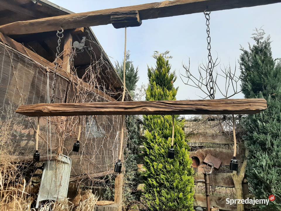 Lampa wisząca ze starej belki driftwood Trzciel sprzedam