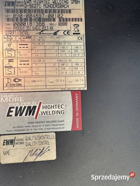 Spawarka EWM PHOENIX 351 Basic Puls KW Strzelce Krajeńskie