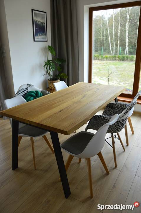 Drewniany stół z metalowymi nogami na wymiar Meble Gliwice