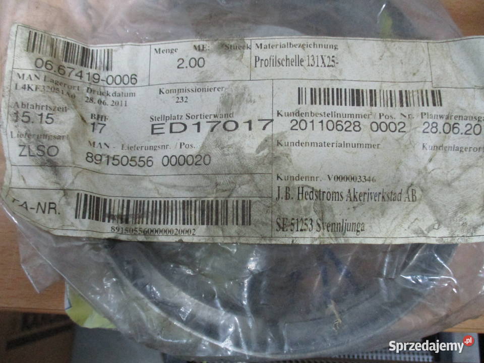 Obejma układu wydechowego Man 06674190006 Silniki i osprzęt Mogilno sprzedam