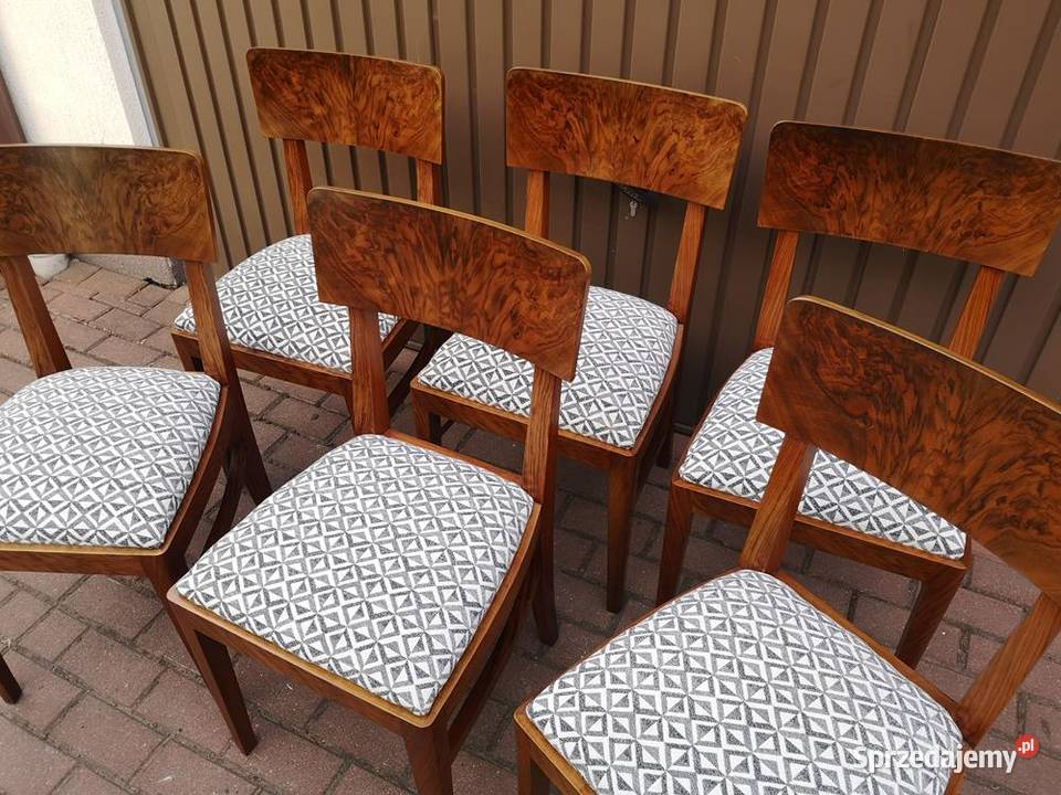 Krzesła ARTDECO Orzech Stare Antyk Komplet 6 Swarzędz