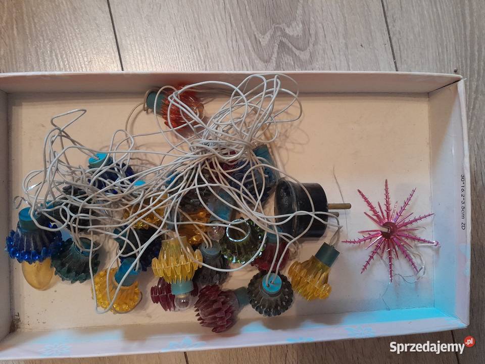 Ozdoby choinkowe bąbki oświetlenie lampki z prl Konstantki