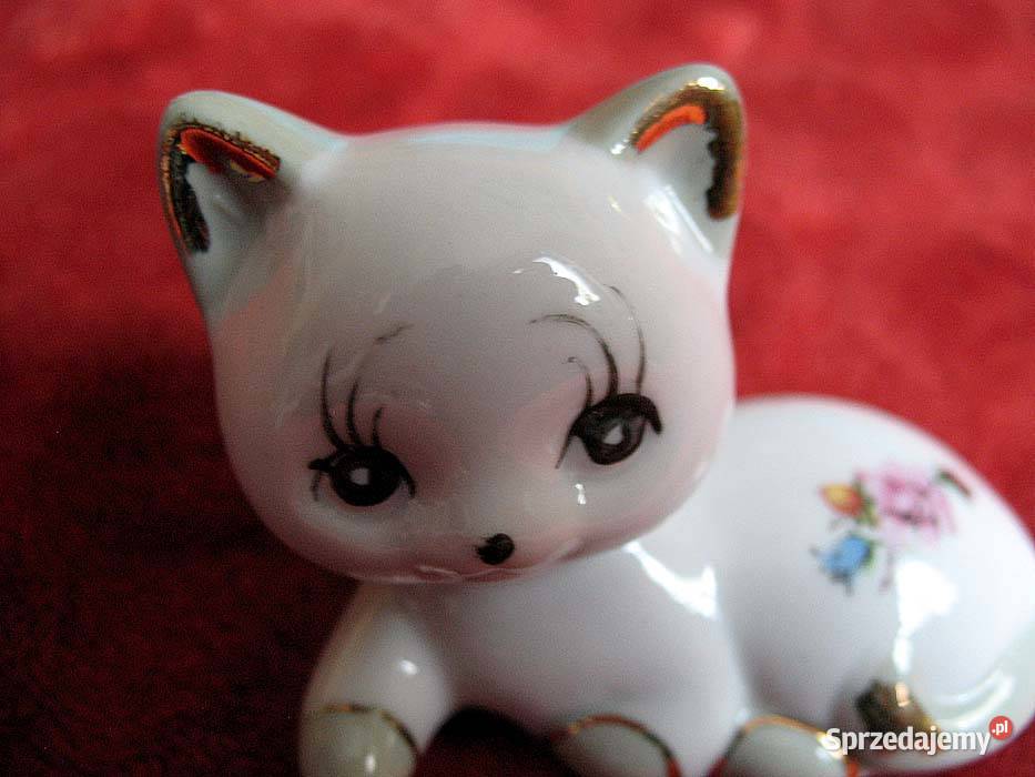 Kot kotek złocony porcelana 5 x 6 x 35 Siedlce