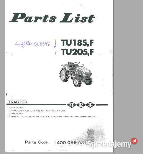 ISEKI TU177 TU185 TU205 TU197 TU217 katalog sprzedam