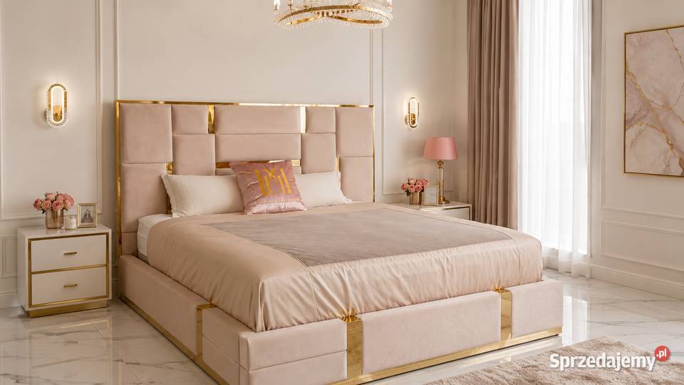 Łóżko Designerskie 180x200 Beżowe Emporio Styl 150cm sprzedam