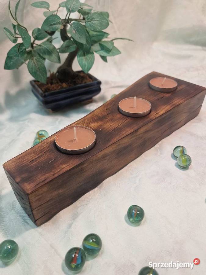 Świecznik drewniany bukowy DeepWax Shou Sugi Ban