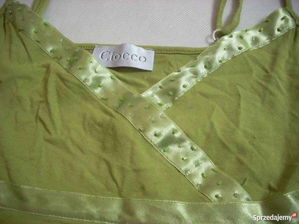 Top Crop z Satyna Koraliki Bluzka Lato S M Nowy Sącz