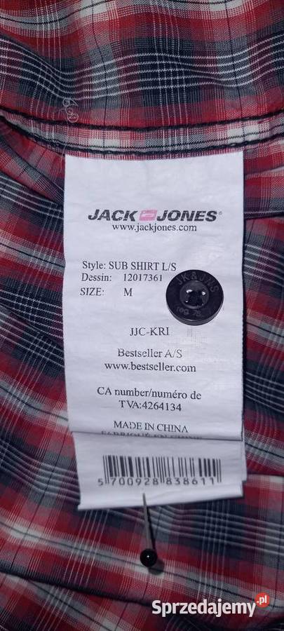 Koszula męska długi rękaw czerwona krata JACK Odzież wyjściowa Małkinia Górna