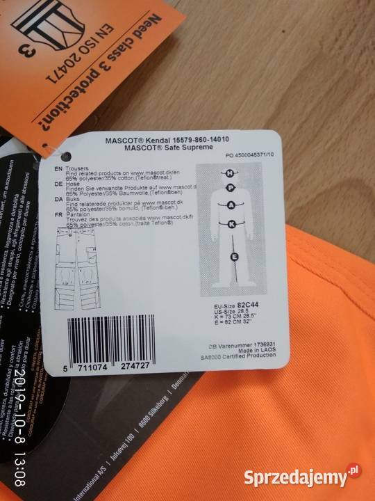 spodnie Mascot Kendal odblaskowe 44 nowe Libusza