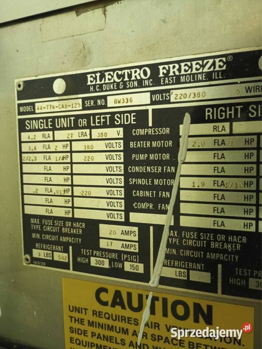 Maszyna do lodów świderków Elektro Freeze 88T kujawsko-pomorskie Włocławek