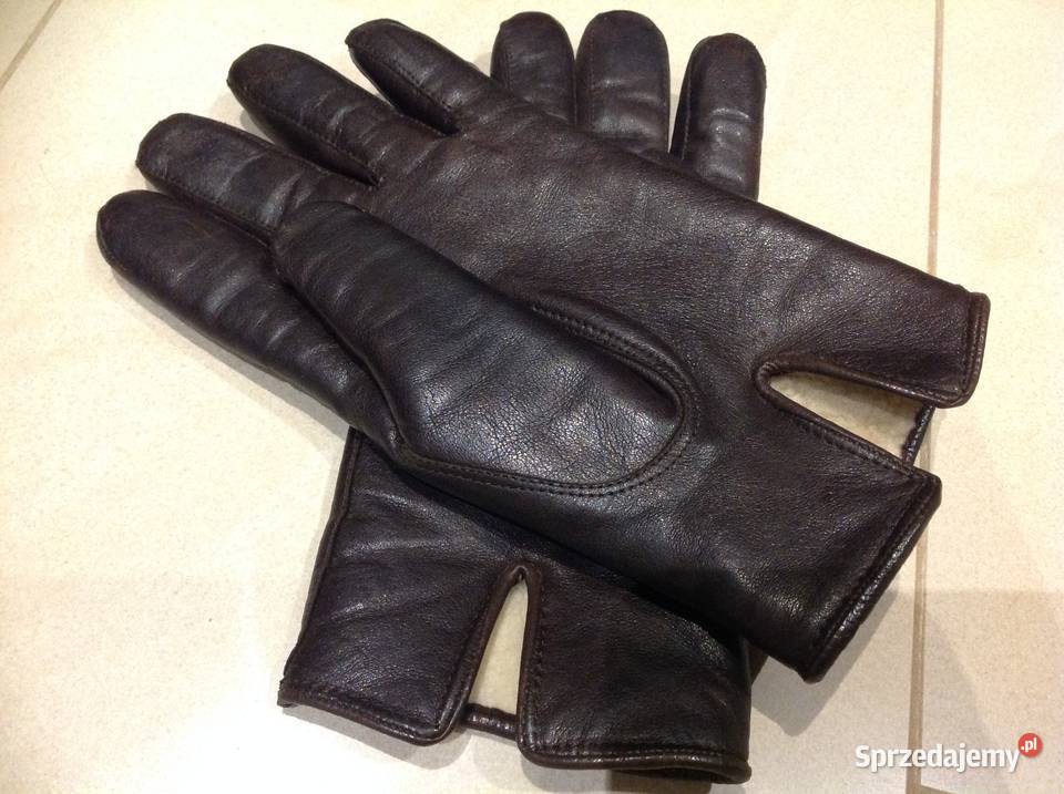 Rękawiczki Zimowe Skórzane Brązowe Kożuszek lubuskie