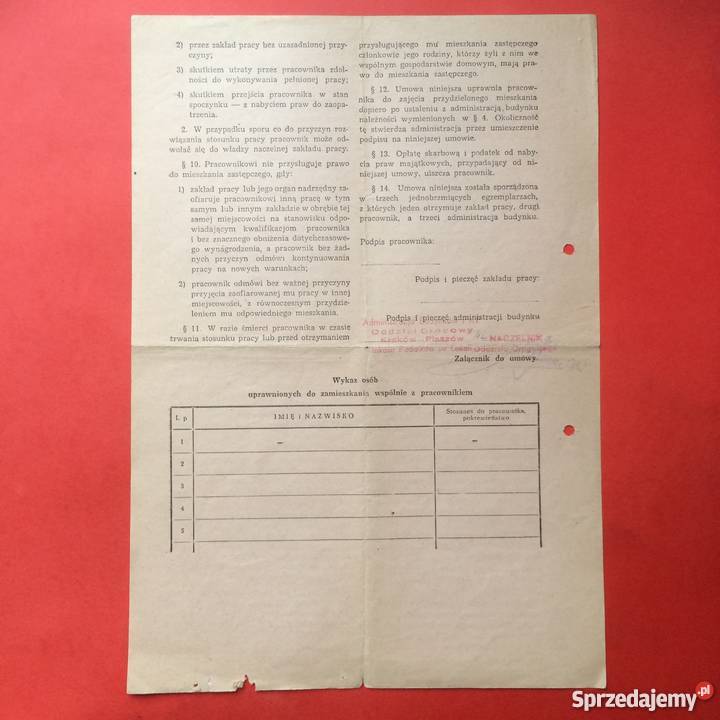 791 Umowa o Przydział Mieszkania Służbowego Szczecin