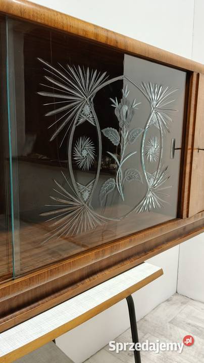 witrynka półka wisząca Art deco fornir orzech Radomsko