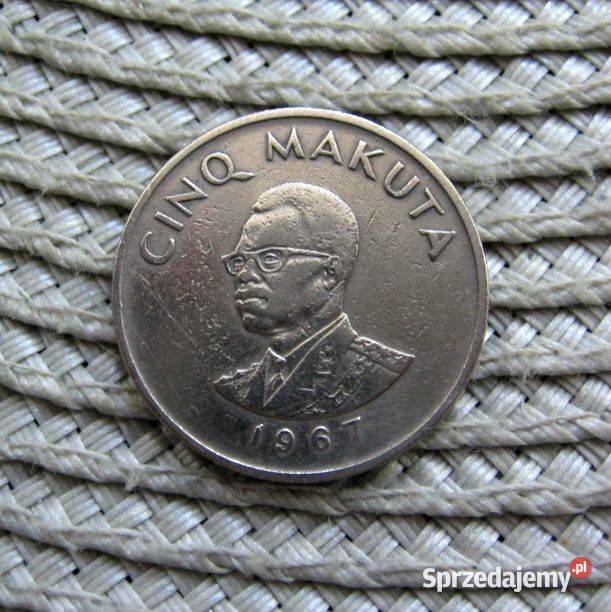 Kongo KRD Zair 5 Makuta 1967r Kalisz