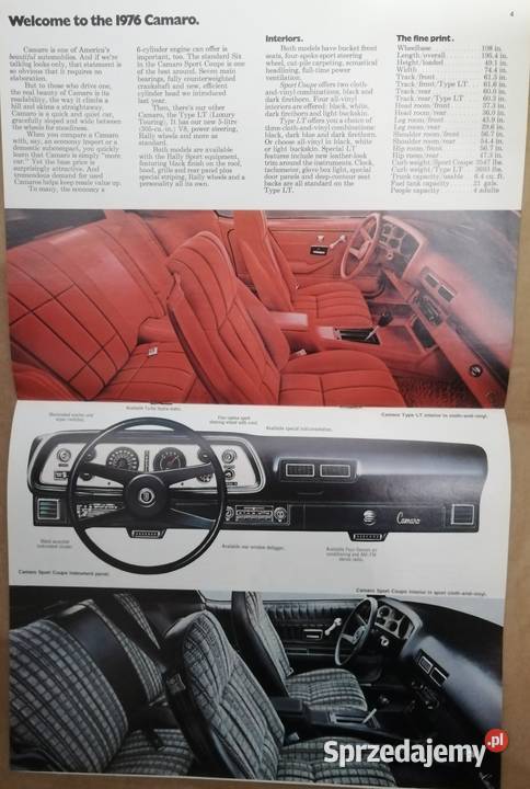 1976 Chevrolet Camaro USA prospekt folder Kraków