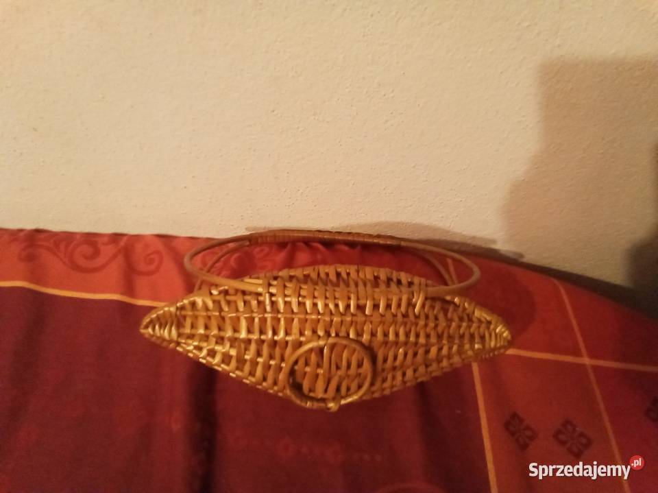 Koszyczek wiklinowy podłużny PRL Warszawa