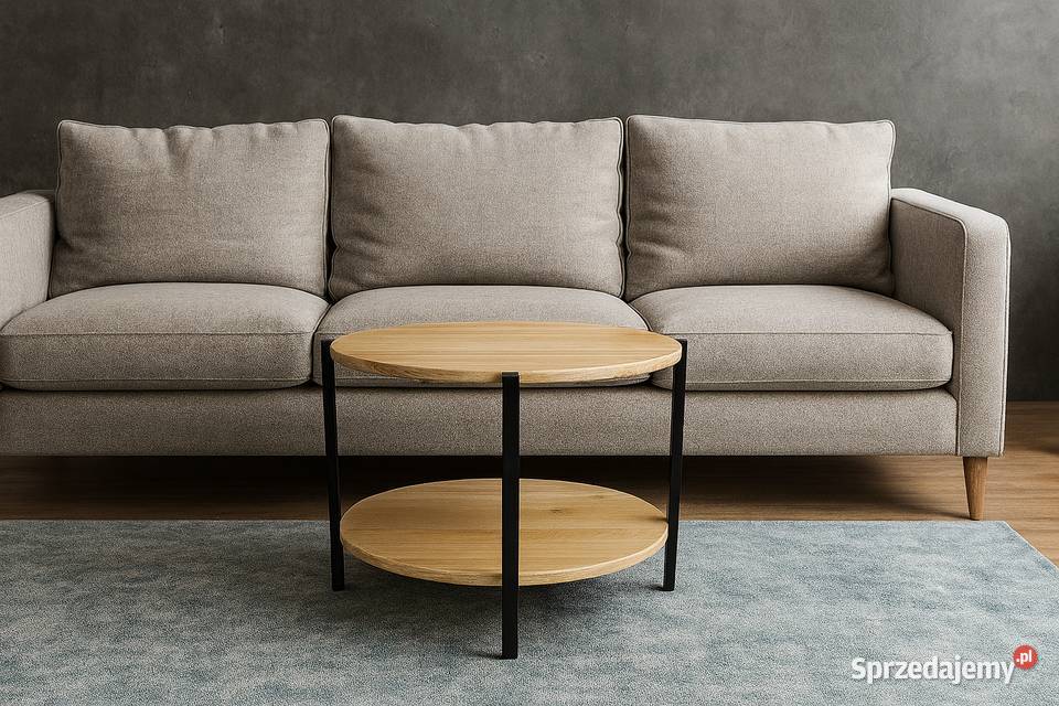 Stolik Kawowy Okrągły Piętrowy LOFT Ława 100 Olsztyn