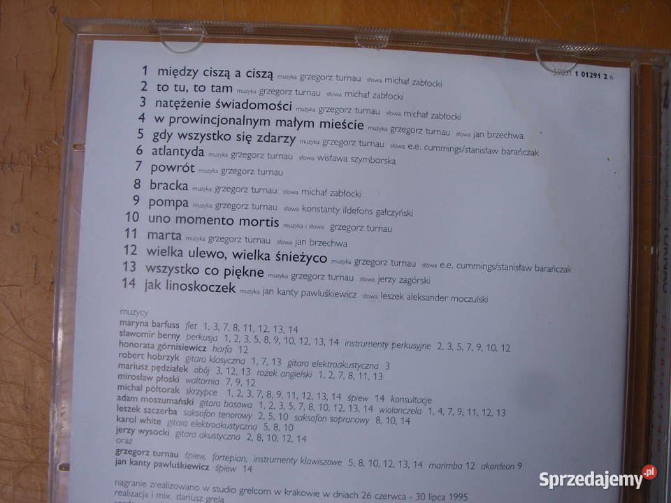 Płyta CD ballada GRZEGORZ TURNAUTotu to tam 1995 Wołów