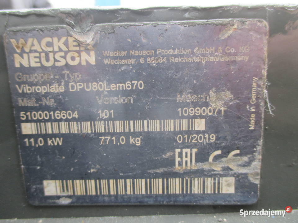 Zagęszczarka rewersyjna Wacker Neuson DPU 80 Walce
