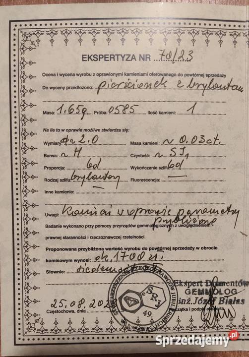 Pierścionek z brylantem 14K 585 Kraków sprzedam