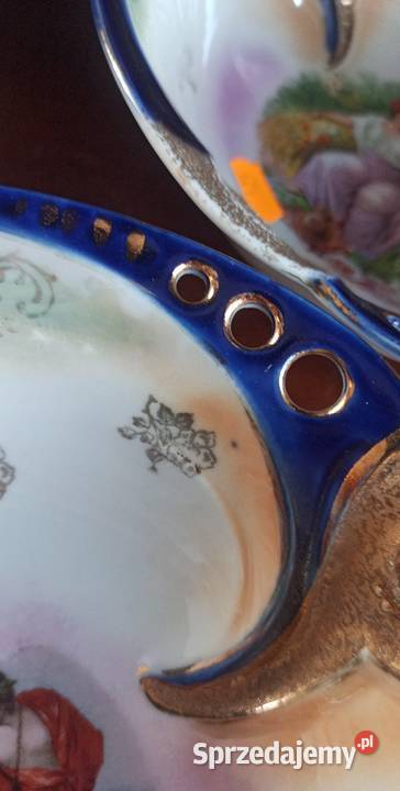 Patera ze scenką w lustrze misa z ażurem Gdańsk