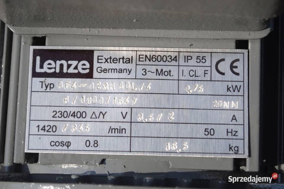 Motoreduktor 075kw 345obrmin Firmy LENZE Kargowa