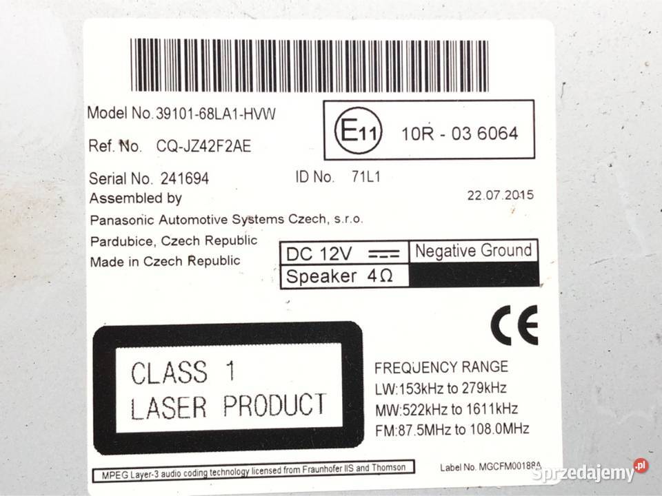 RADIO SUZUKI SWIFT IV 3910168LA1HVW ODTWARZACZ podkarpackie sprzedam