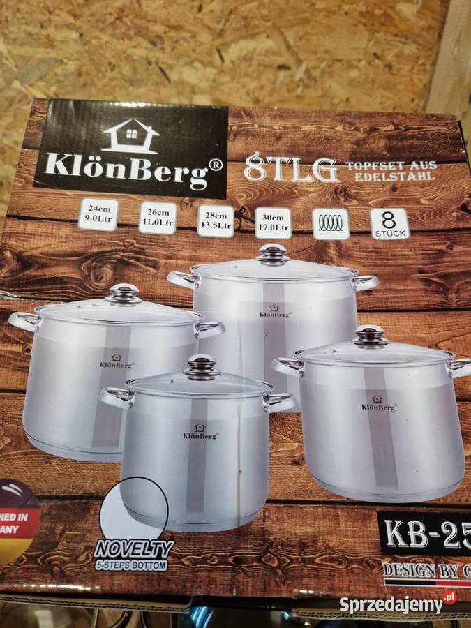 Garnki stalowe KLONBERG 2532 INDUKCJA ZESTAW 8EL Garnki i szybkowary