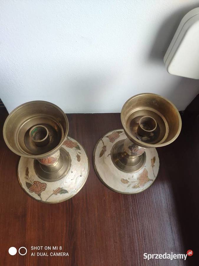 Wyjątkowa para zabytkowych mosiężnych Antyki małopolskie Kraków sprzedam