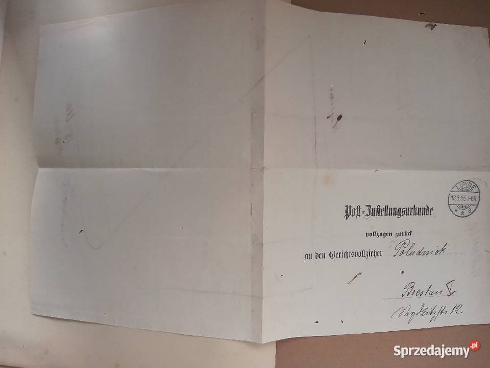 Stare pismo urzędowe 1905r Lipine Breslau