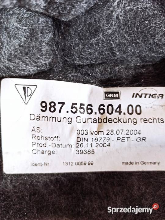 OSŁONA BOCZNA FOTELA PRAWY TYŁ BOXSTER osobowe