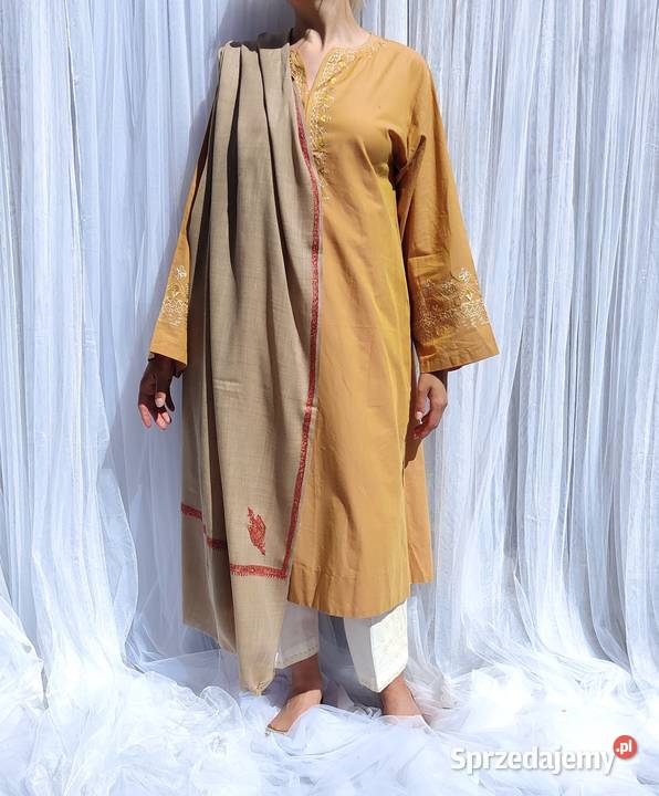 Szal orientalny indyjski haftowany haft paisley Szczecin sprzedam