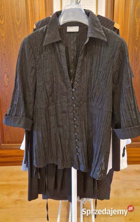 Damska letnia BLUZKA Wallis czarna rozpinana 3/4 Odzież damska lubelskie Lublin