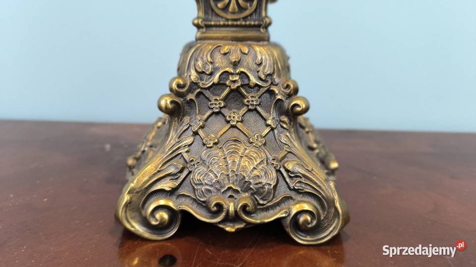 Piękna unikalna lampa mosiężna marmur łódzkie