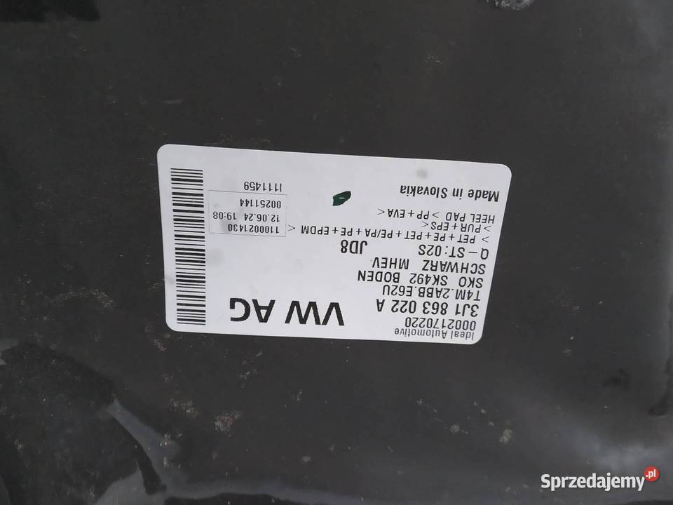 WYKŁADZINA WNĘTRZA DYWAN PODŁOGA Skoda Superb IV Tapicerki samochodowe