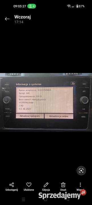 VOLKSWAGEN Mapa VW AS V24 EU 2027 Passat Golf Łódź